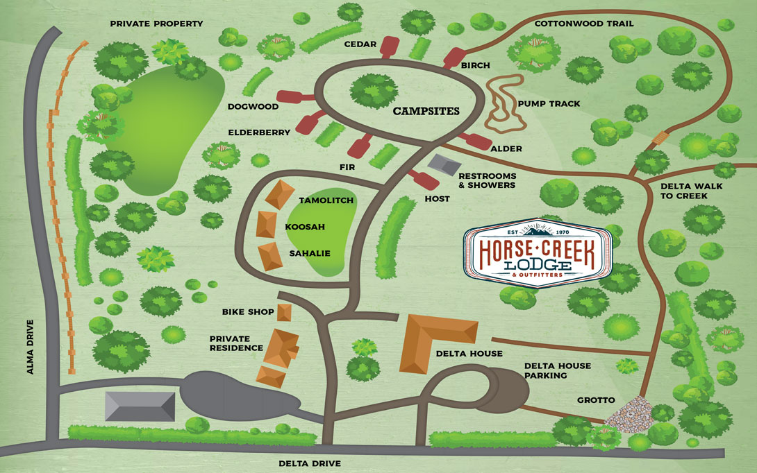 Map of Horse Creek Lodge and Campground
